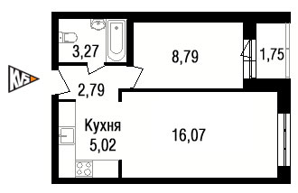 Планировка 2 комнатной квартиры ЖК Gusi-Лебеди